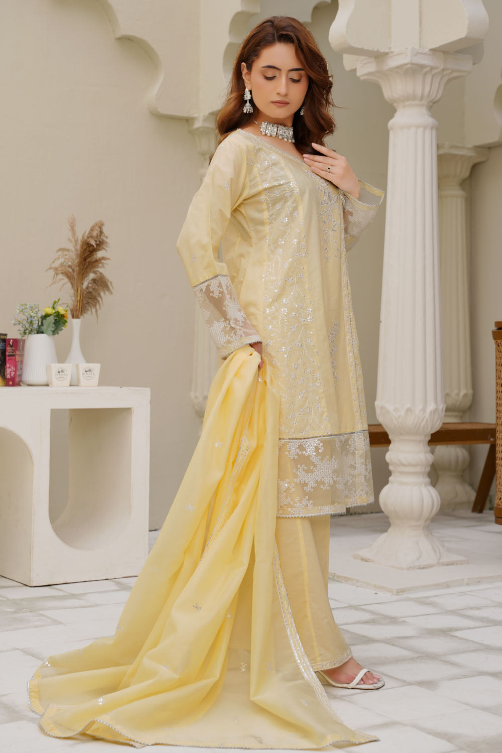 Embroidered Cotton Angrakha Suit - 2760