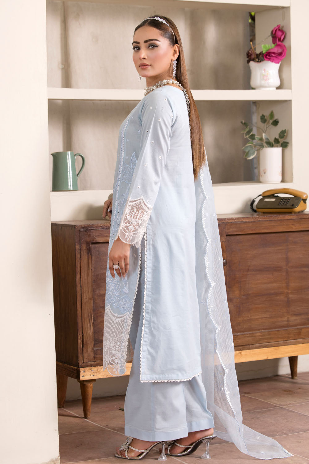 Embroidered Cotton Suit - 7072