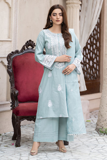 Embroidered Pastel Blue Suit - 2756