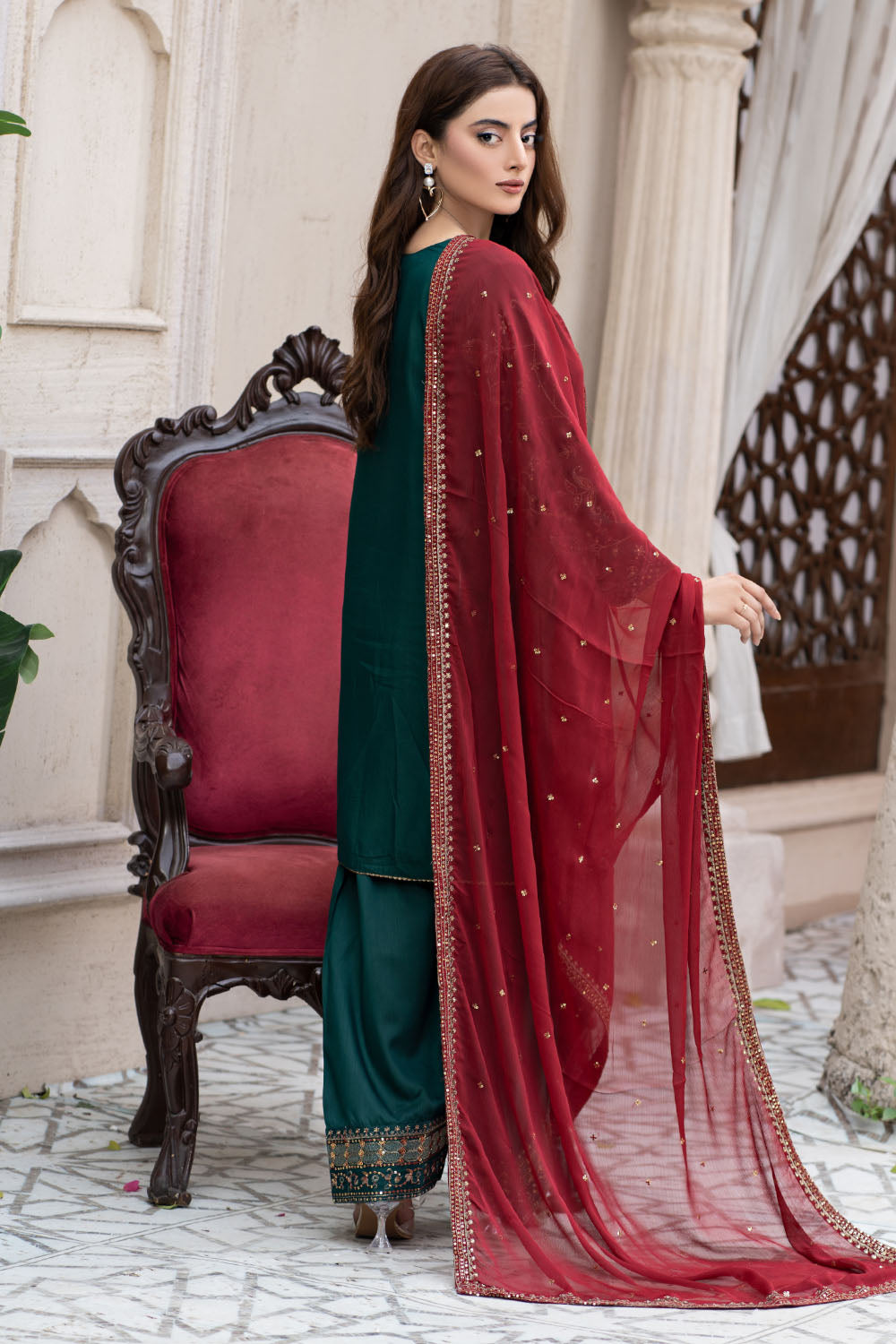 Embroidered Viscouse Shalwar Suite - 7087