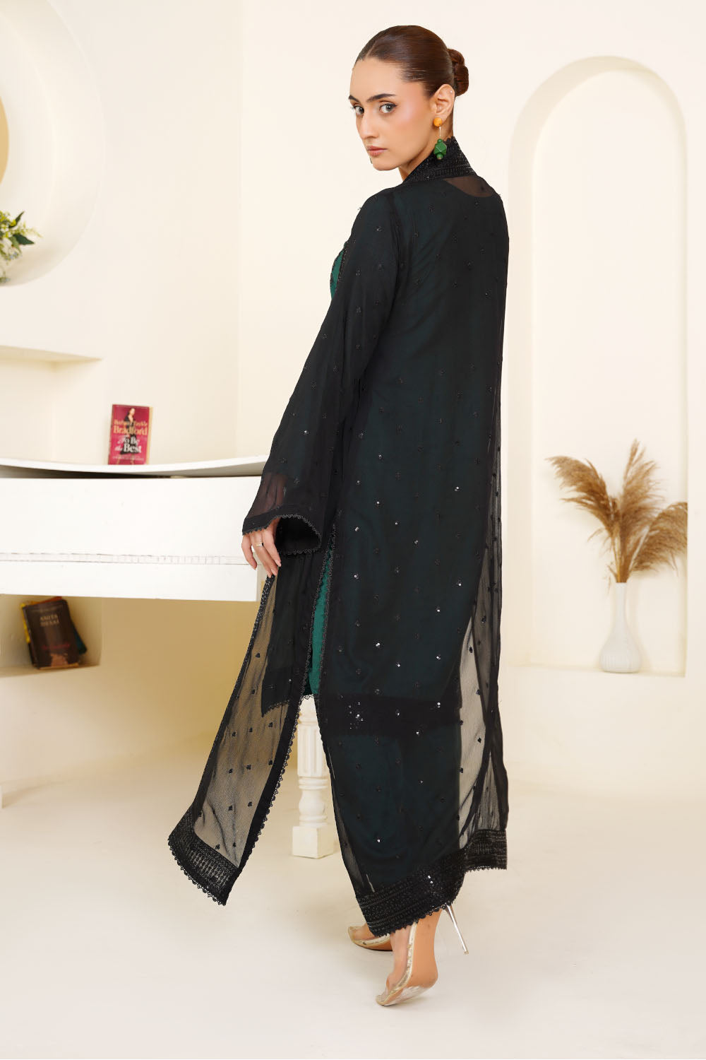 Embroidered Zinc+Black Gown-2770