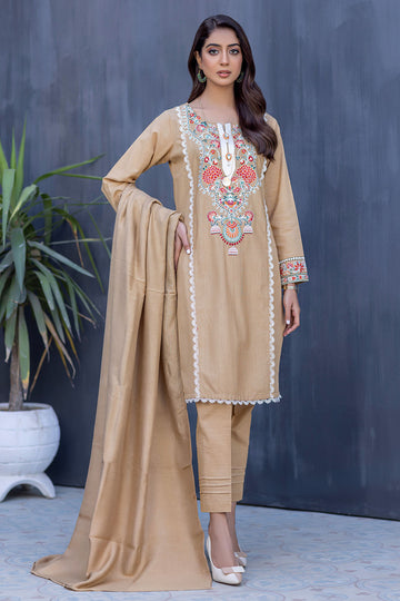 Embroidered Slub Kadder Suit-2559